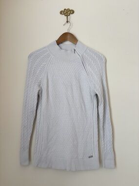 Nils Asymmetrical Zip Knit Pullover Top Women's Medium Light Grey Skiwear